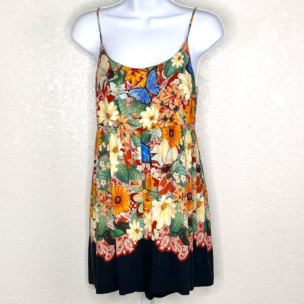 FARM Rio Butterfly Romper Bright floral pattern with Butterflies sz P‎ Colorful